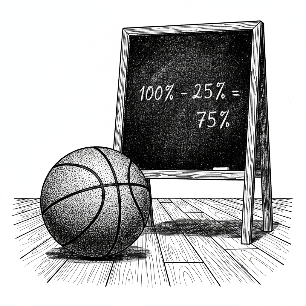 [속보] 농구팀 승리 확률 발표… 미승리 확률은 '나머지 수치'로 밝혀져 을 묘사한 19세기 목판화 양식의 흑백 삽화