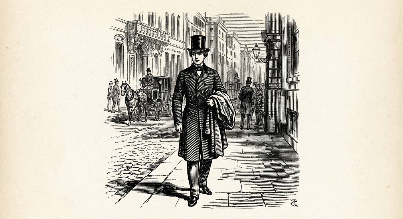 [단독] 기온 20도 돌파에 외투 탈의 시민 포착... '팔 걸치기' 행위 확산 을 묘사한 19세기 목판화 양식의 흑백 삽화