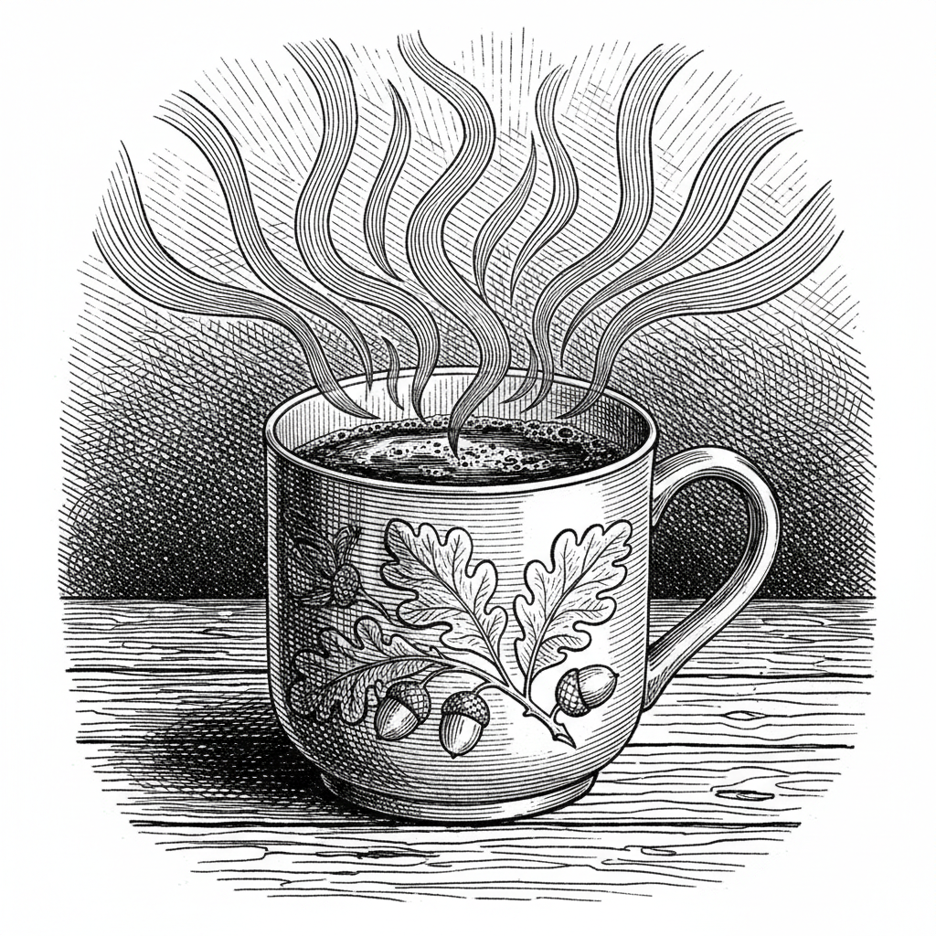 [속보] 컵에 뜨거운 커피 담았더니... 표면 온도 주변보다 높아져 '파장' 을 묘사한 19세기 목판화 양식의 흑백 삽화