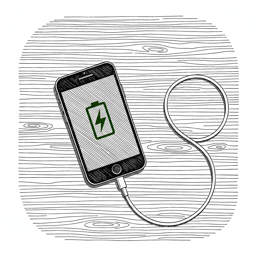 [단독] 배터리 충전 시 잔량 늘어나는 현상 포착... '에너지 유입'이 원인 을 묘사한 19세기 목판화 양식의 흑백 삽화