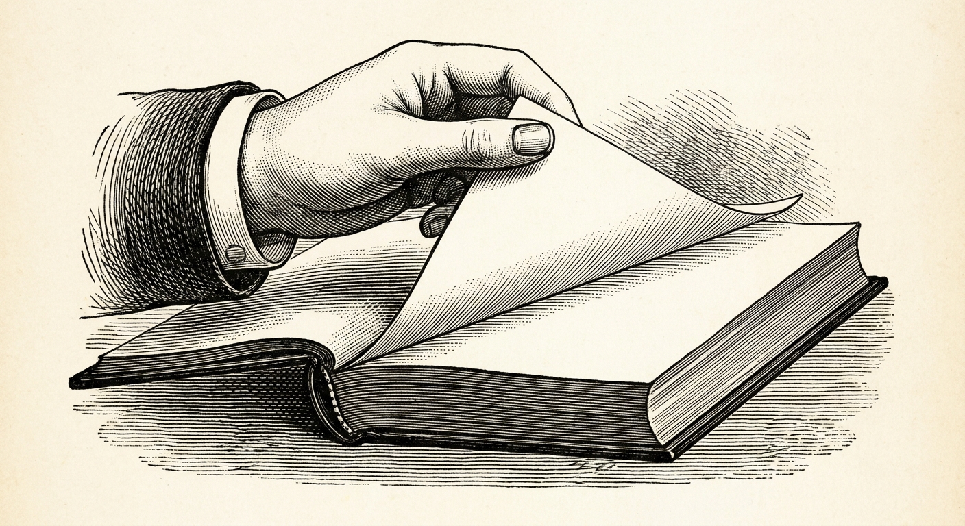 [단독] 책장 넘기자 가려졌던 뒷면 드러나… ‘페이지 이동’ 현상 관측 을 묘사한 19세기 목판화 양식의 흑백 삽화