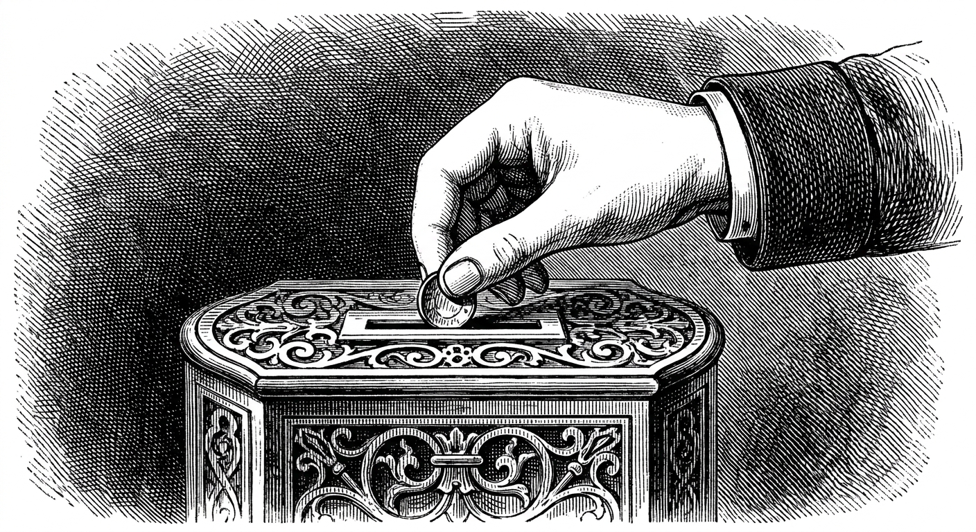 [속보] 손에 든 물건, 수거함 투입 시 '위치 변경' 확인... 공간 이동 발생 을 묘사한 19세기 목판화 양식의 흑백 삽화