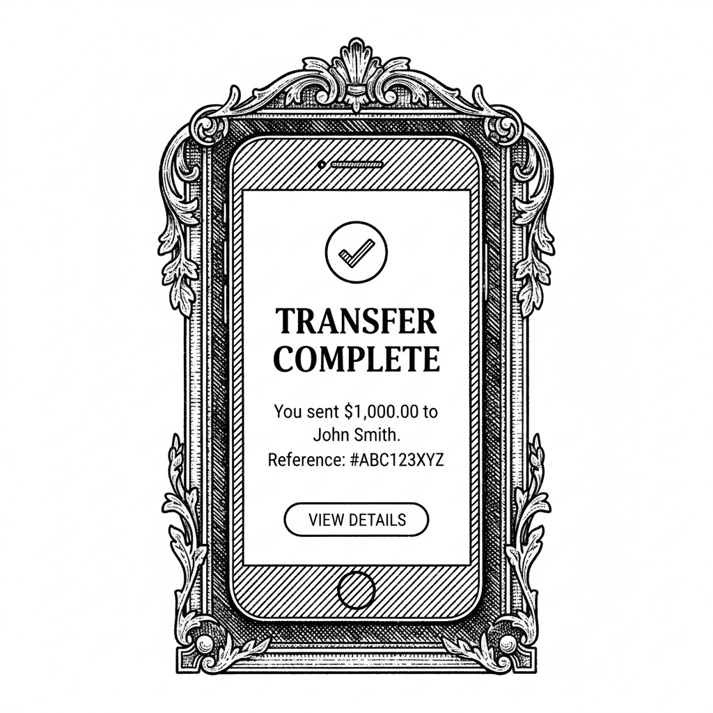 [단독] 세입자 A씨, 약속된 날짜에 월세 입금... 임대차 계약 '정상 이행' 확인 을 묘사한 19세기 목판화 양식의 흑백 삽화