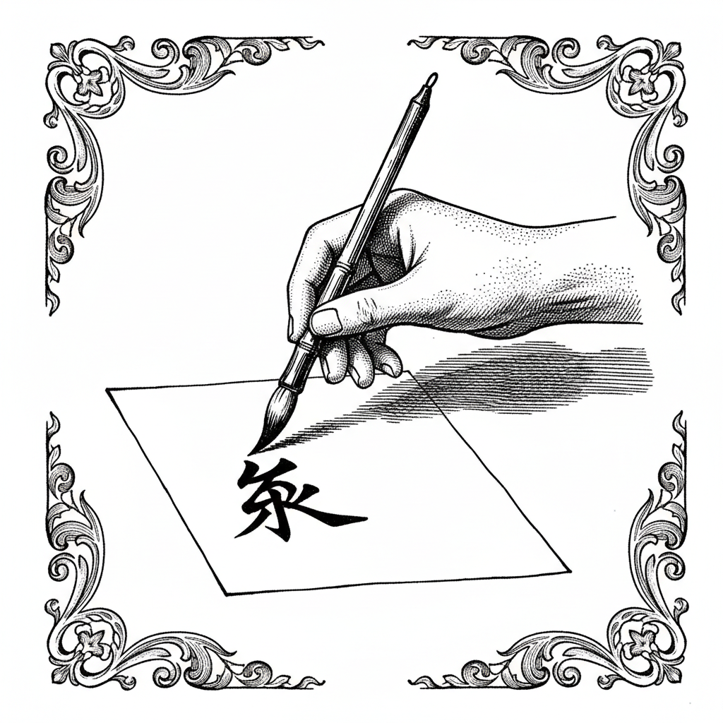 [단독] 한글 성명 한자 표기 시 ‘특정 의미’ 부여되는 것으로 드러나 을 묘사한 19세기 목판화 양식의 흑백 삽화