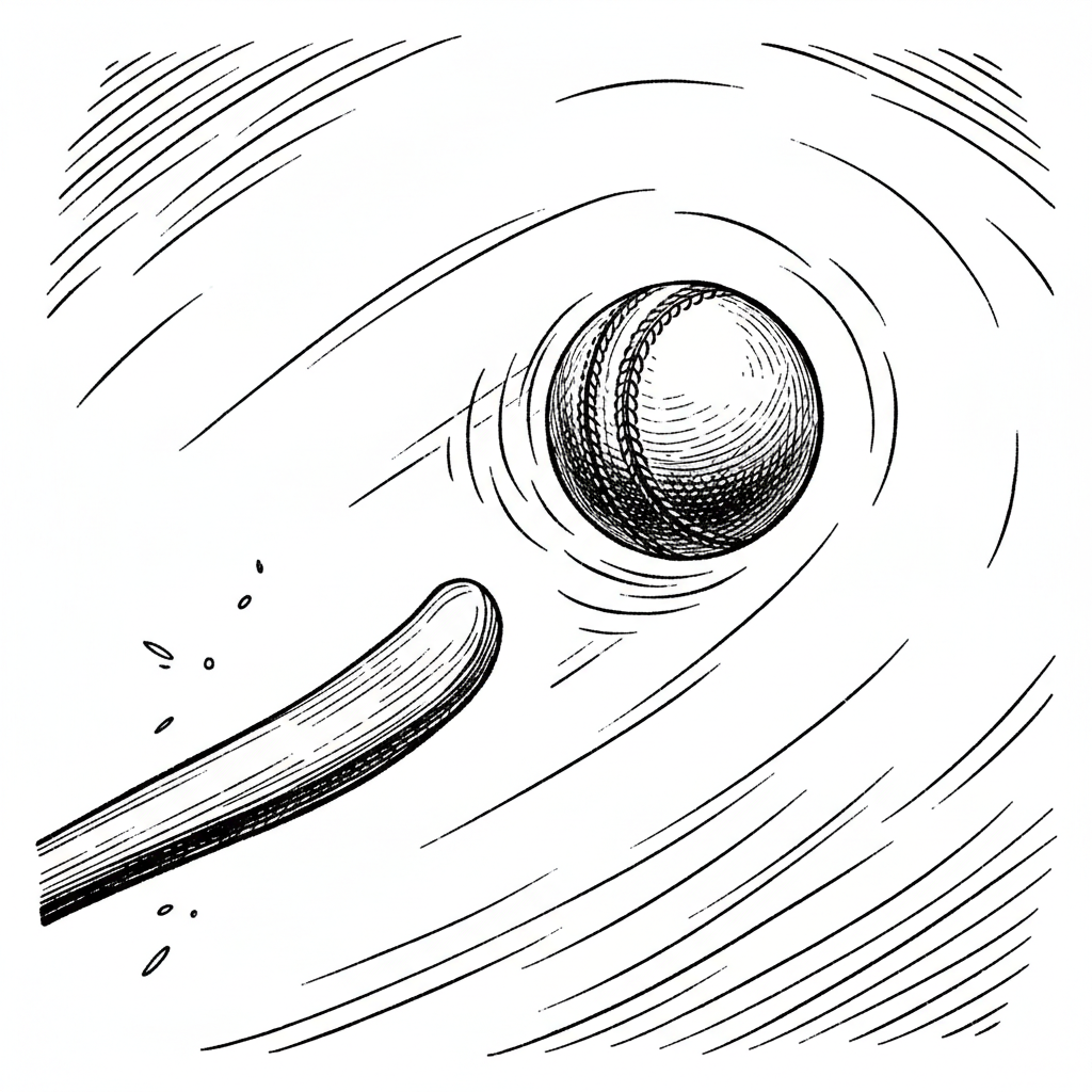 [속보] 운동선수, 도구로 공 타격하자 위치 이동… '충격'보다는 '당연' 을 묘사한 19세기 목판화 양식의 흑백 삽화